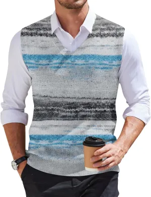 Mens Vest V Neck Sleeveless Knit Pullover Sweater Vest Casual Business Work Slim Fit Lightweight Coat Tops 2025