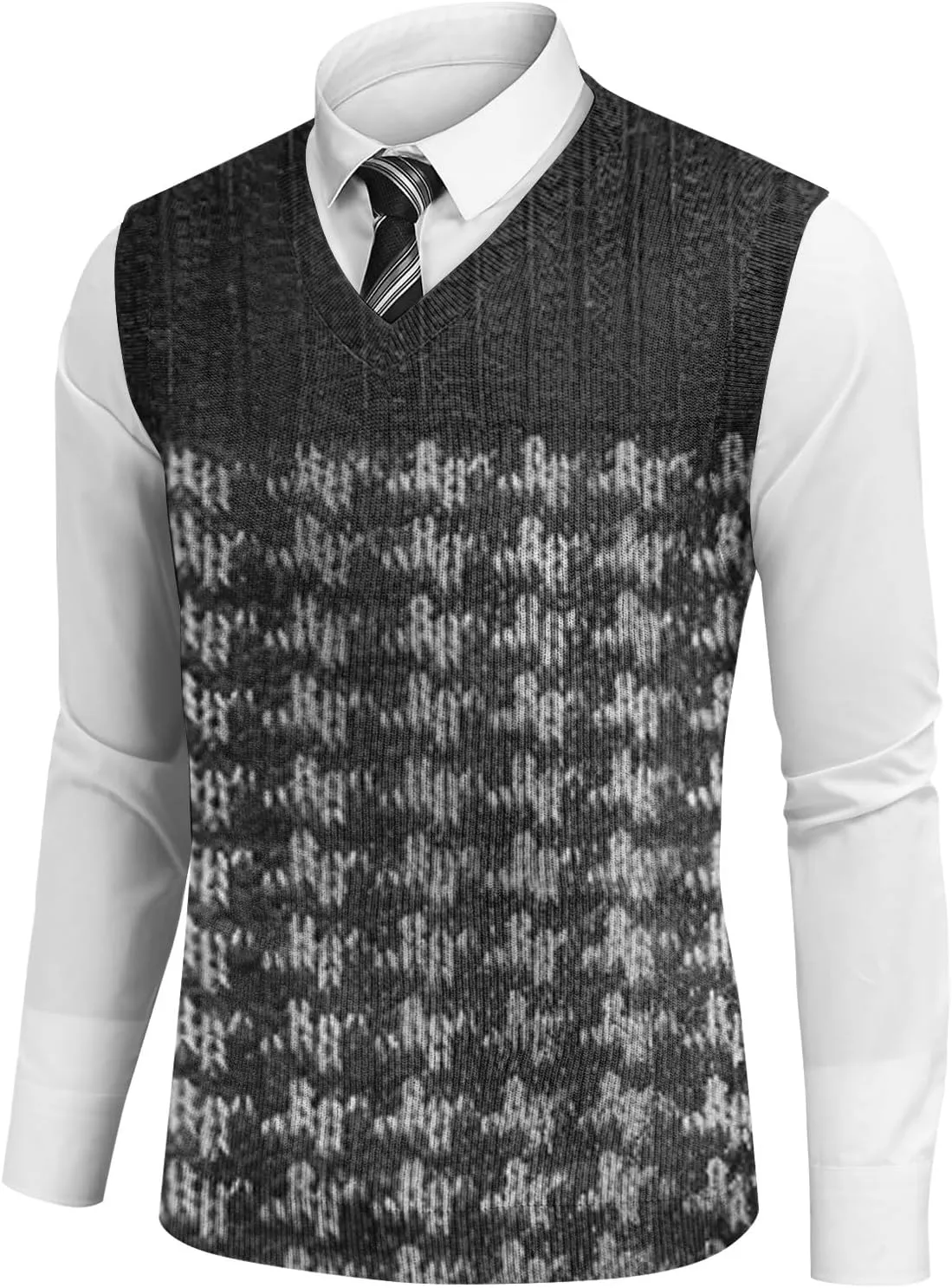 Mens Vest V Neck Sleeveless Knit Pullover Sweater Vest Casual Business Work Slim Fit Lightweight Coat Tops 2025