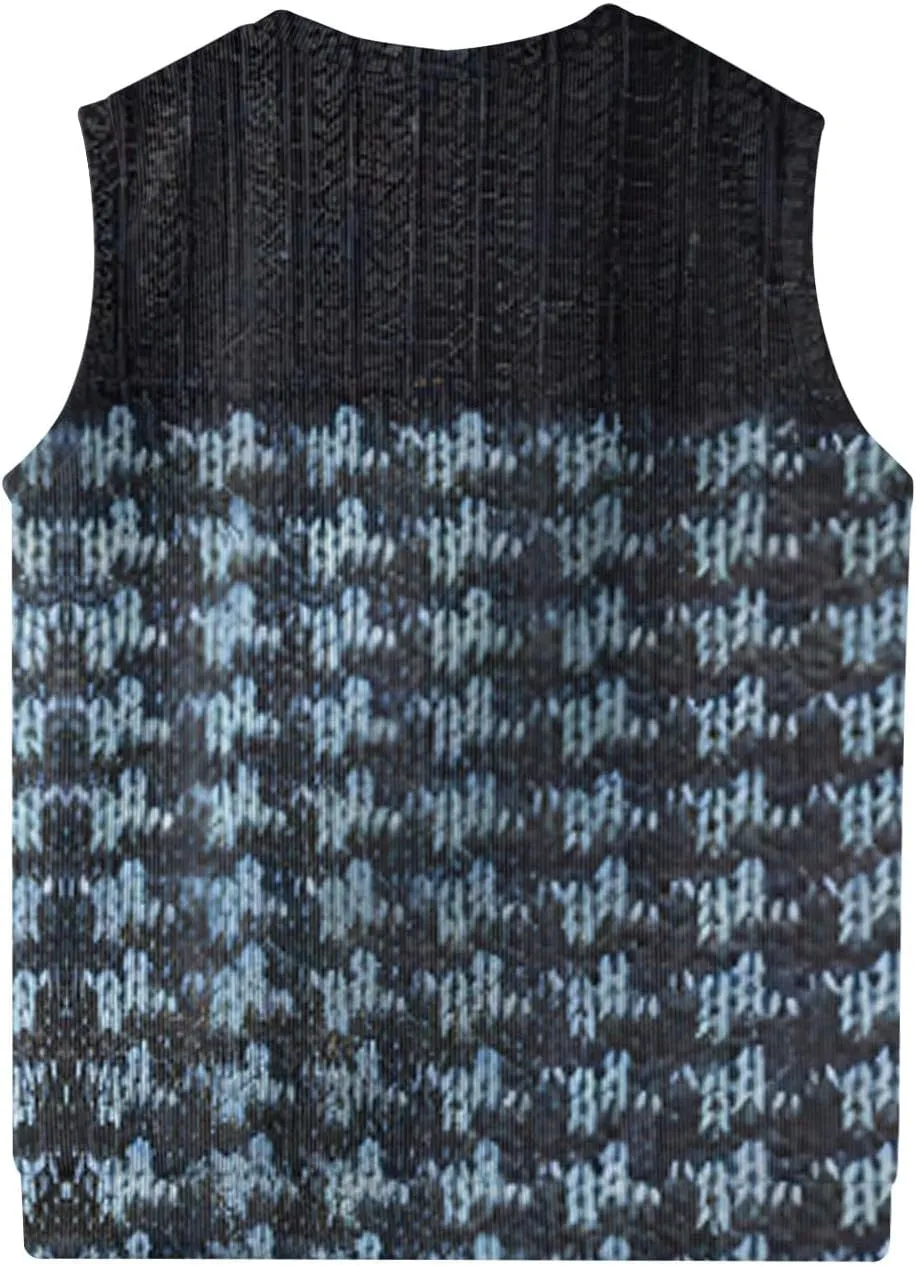 Mens Vest V Neck Sleeveless Knit Pullover Sweater Vest Casual Business Work Slim Fit Lightweight Coat Tops 2025