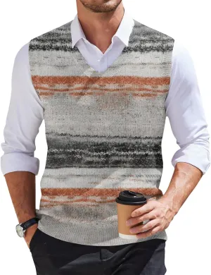 Mens Vest V Neck Sleeveless Knit Pullover Sweater Vest Casual Business Work Slim Fit Lightweight Coat Tops 2025