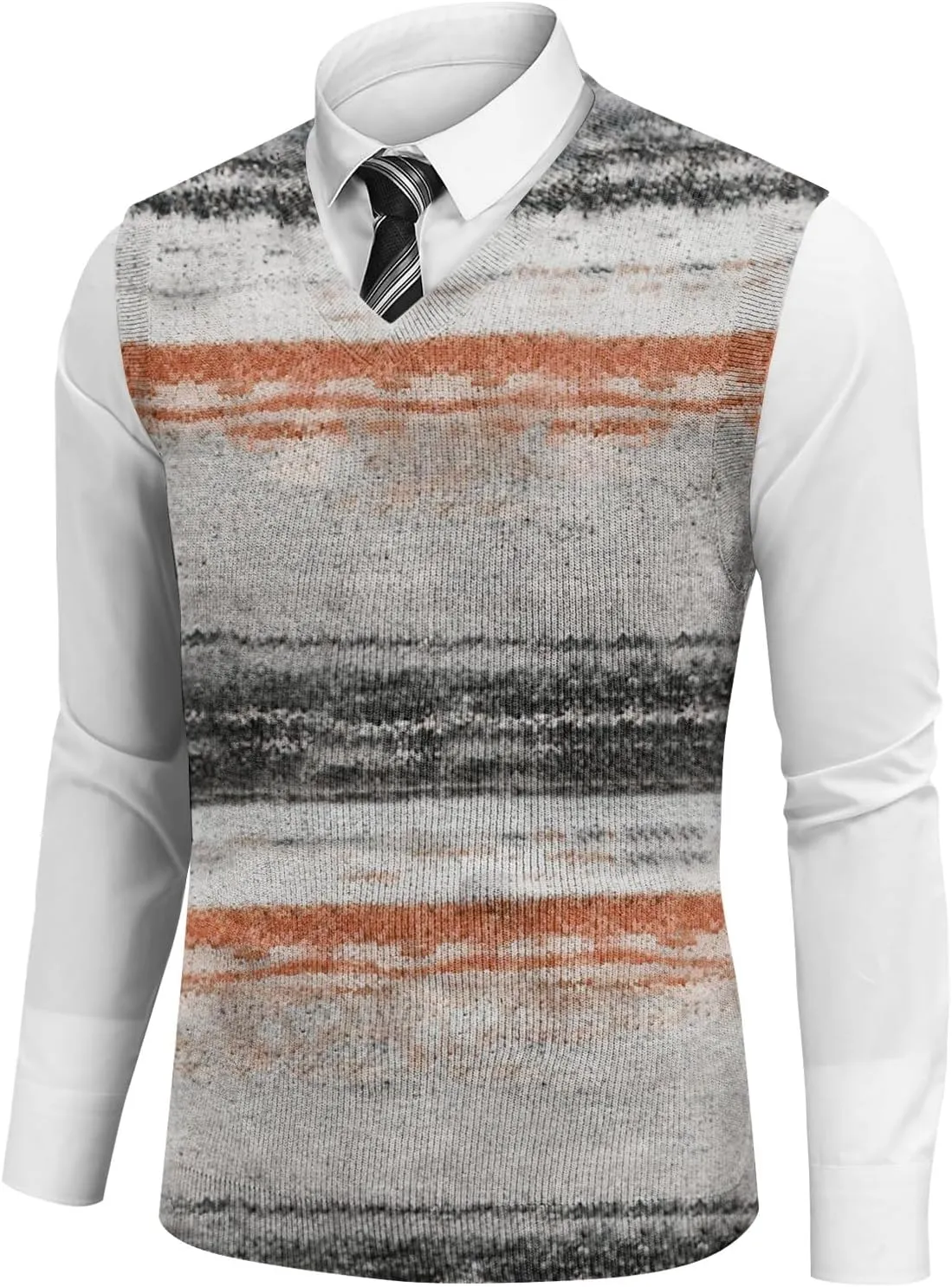 Mens Vest V Neck Sleeveless Knit Pullover Sweater Vest Casual Business Work Slim Fit Lightweight Coat Tops 2025
