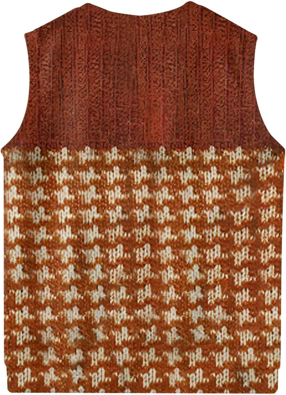 Mens Vest V Neck Sleeveless Knit Pullover Sweater Vest Casual Business Work Slim Fit Lightweight Coat Tops 2025