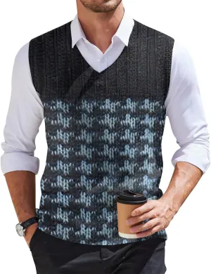 Mens Vest V Neck Sleeveless Knit Pullover Sweater Vest Casual Business Work Slim Fit Lightweight Coat Tops 2025