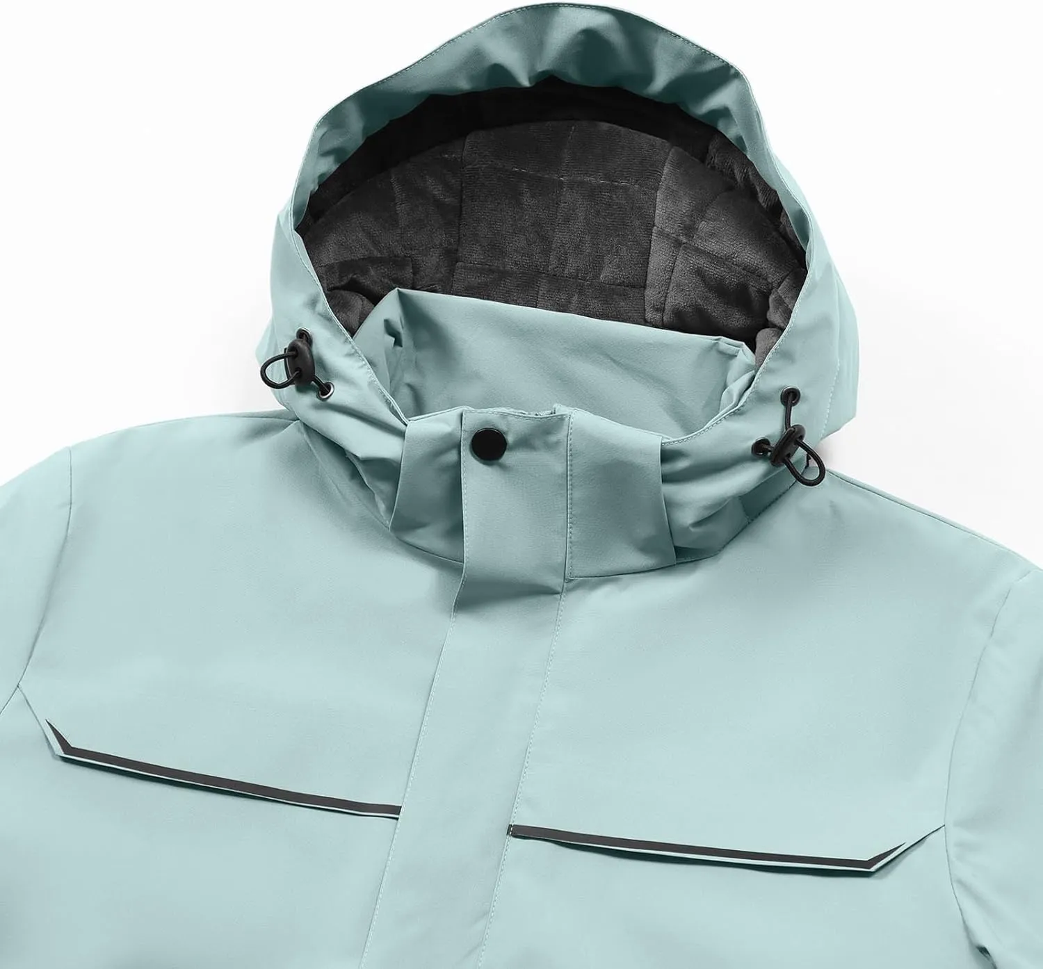 Men's Waterproof Rain Jacket with Detachable Hood Casual Zip Up Lightweight Raincoat Outdoor Softshell Windbreaker