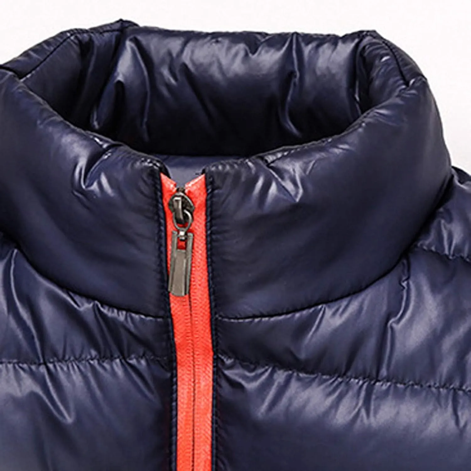 Mens Winter Jacket No Hood Quilted Puffer Down Jacket Full Zip Up Warm Thick Coats Cold Weather Work Outerwear