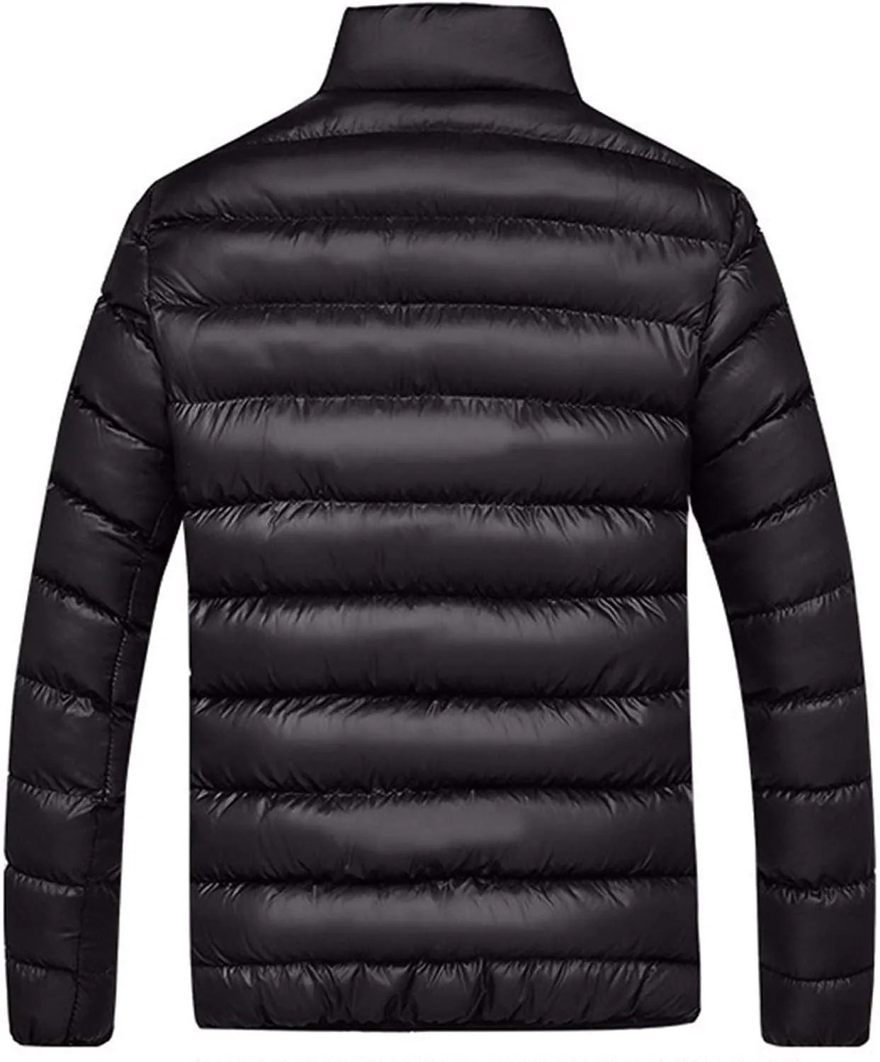 Mens Winter Jacket No Hood Quilted Puffer Down Jacket Full Zip Up Warm Thick Coats Cold Weather Work Outerwear