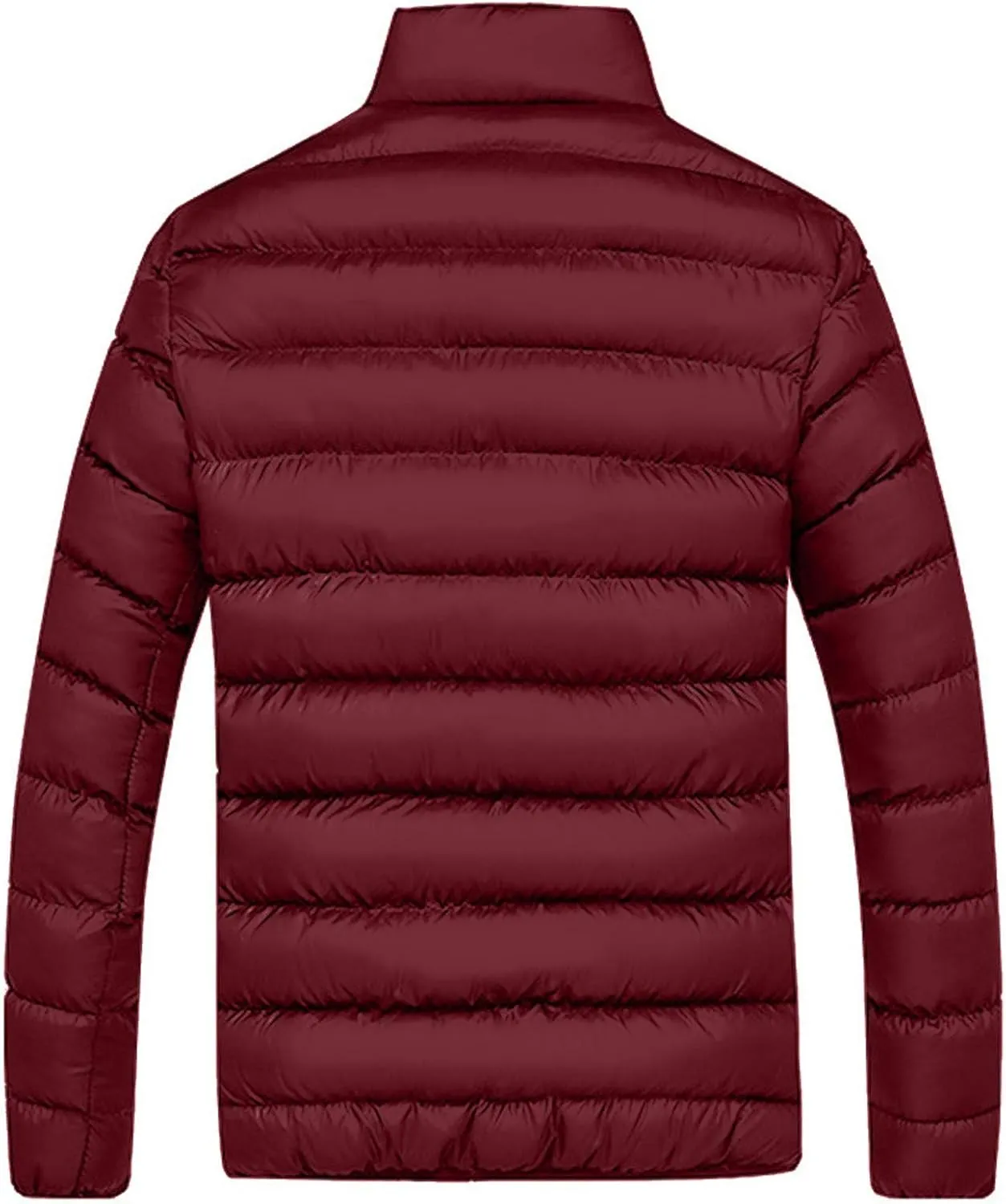 Mens Winter Jacket No Hood Quilted Puffer Down Jacket Full Zip Up Warm Thick Coats Cold Weather Work Outerwear