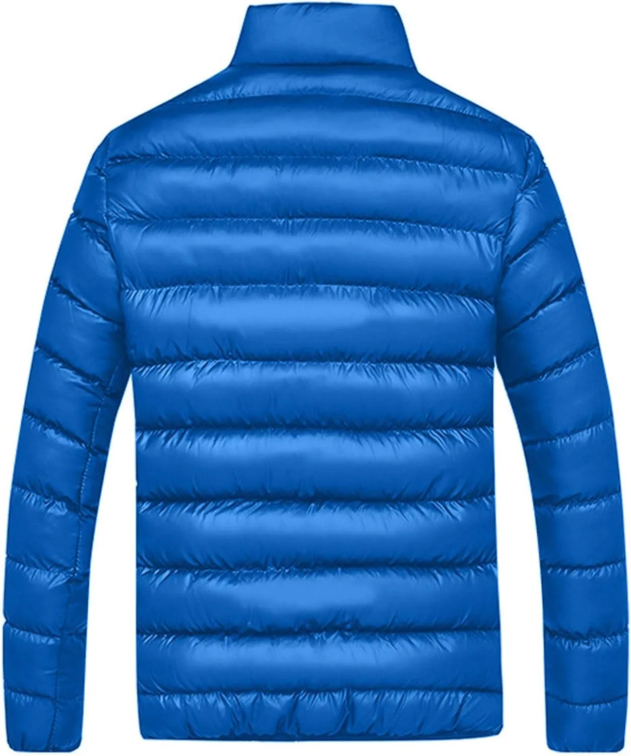Mens Winter Jacket No Hood Quilted Puffer Down Jacket Full Zip Up Warm Thick Coats Cold Weather Work Outerwear