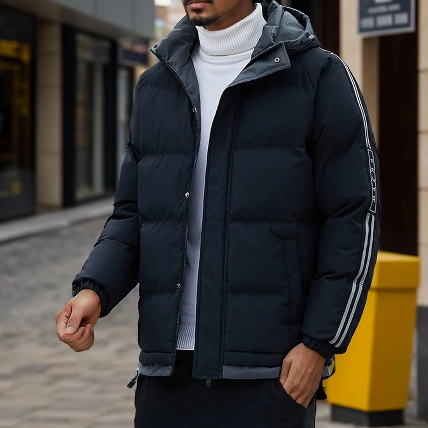 Men's Winter Thick Casual Jacket Winter Warm Cotton Hooded Coat Multi Size (M 8XL) Utility Jacket Men Lightweight