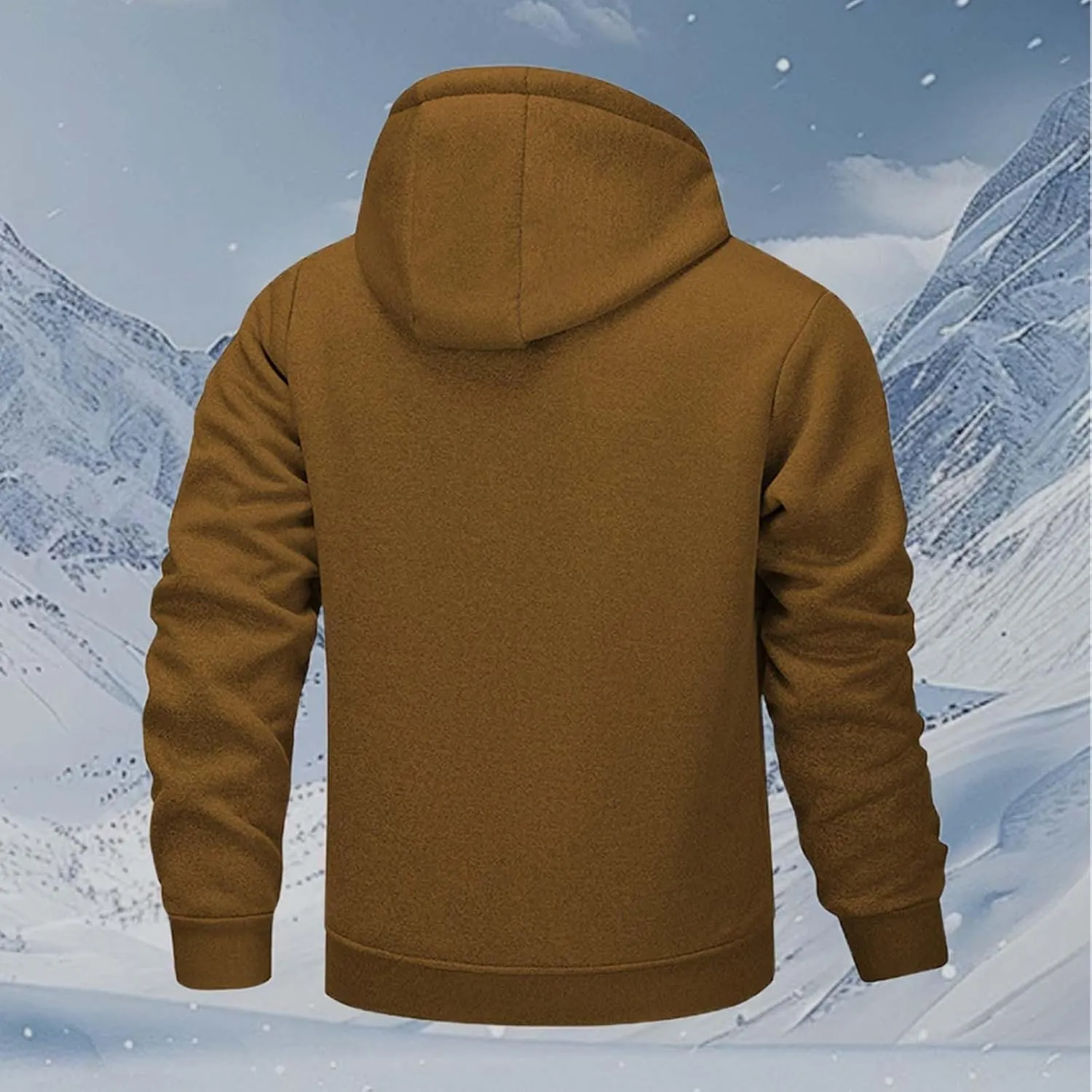Mens Zip up Hoodie Warm Sherpa Fleece Lined Winter Jackets Casual Long Sleeve Hooded Drawstring Coats with Pockets