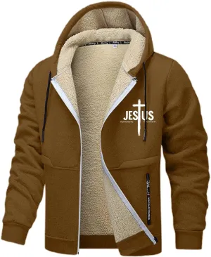 Mens Zip up Hoodie Warm Sherpa Fleece Lined Winter Jackets Casual Long Sleeve Hooded Drawstring Coats with Pockets