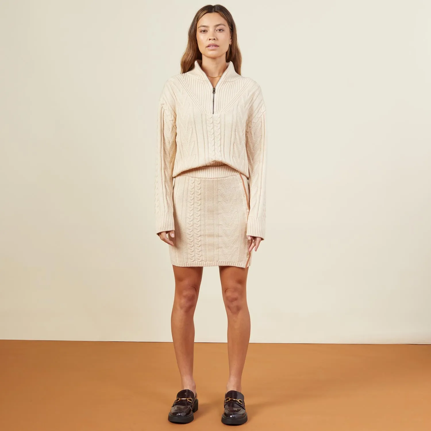 Merino Cable Knit Half Zip Compression Fit Soft Pullover