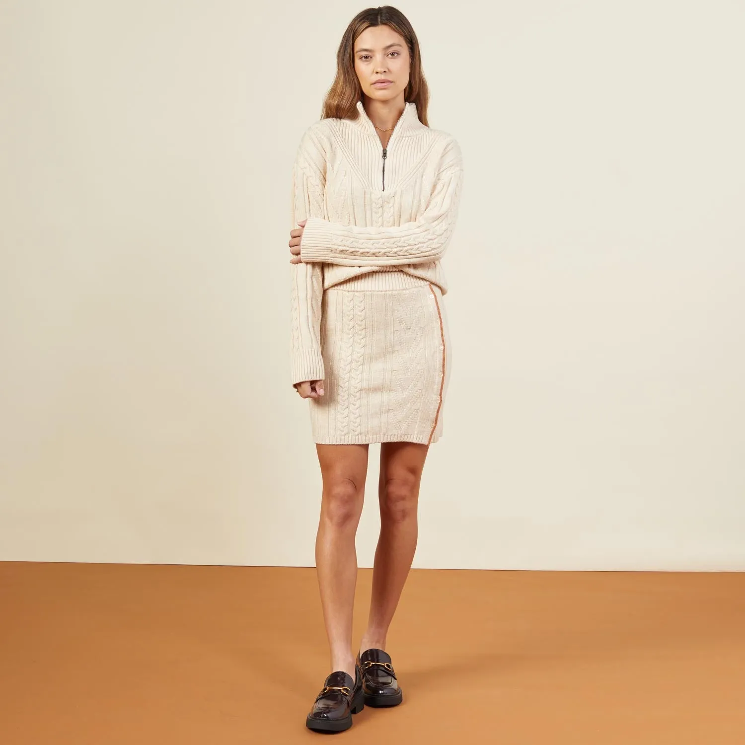 QuickDry Lightweight Design Merino Cable Knit Half Zip