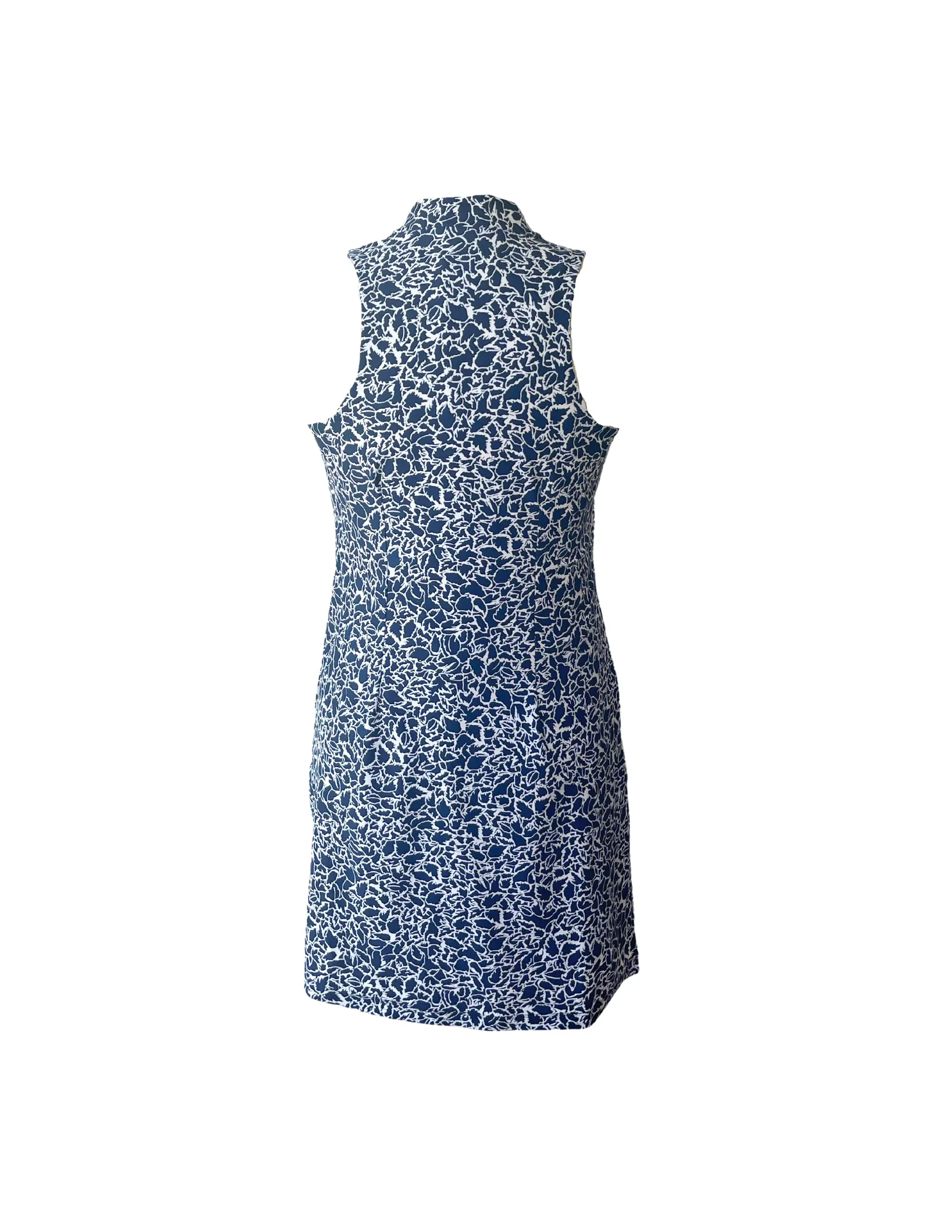 Merion Skort Dress Variegated Leaves Navy/White Lightweight warm-weather dress Flattering Waist Fit