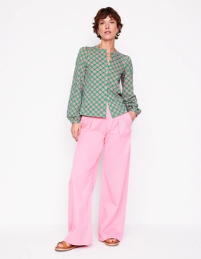 Minimalist Detailing Wear Resistant Edge Marina Jersey Shirt-Rich Emerald, Geo Trellis