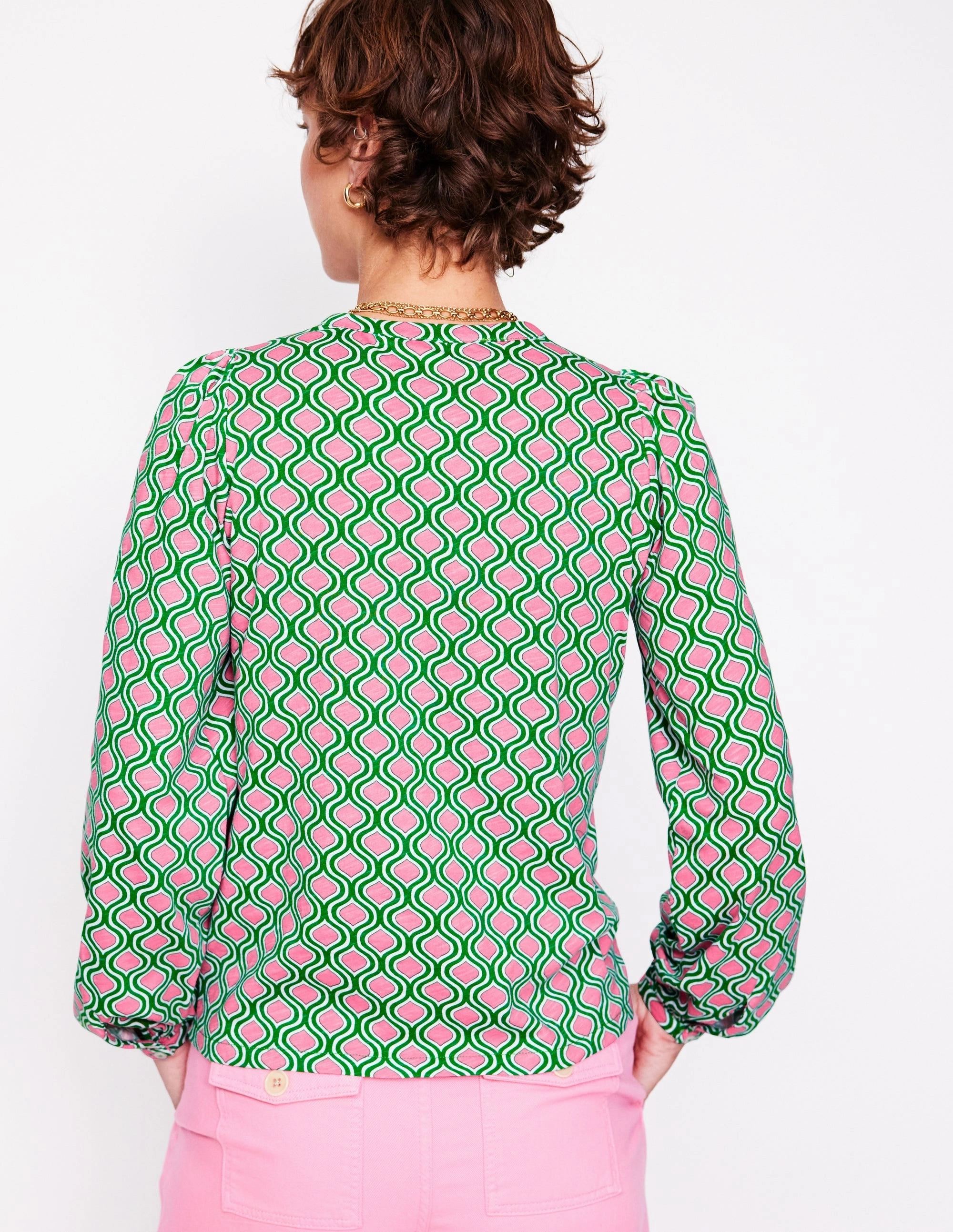Marina Jersey Shirt-Rich Emerald, Geo Trellis Non Chafing Edges
