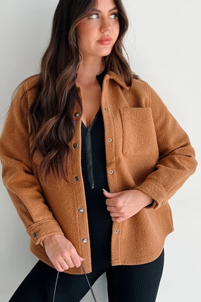 Pure Charm Textured Shacket (Camel) Effortless Look