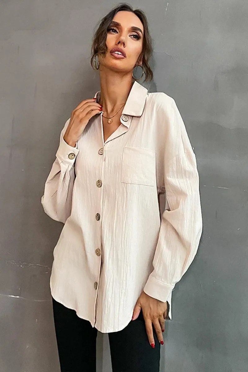 BUTTON DOWN SOLID LOOSE FIT BLOUSE SHIRTS LowProfileDesign Low Profile Zipper Closure