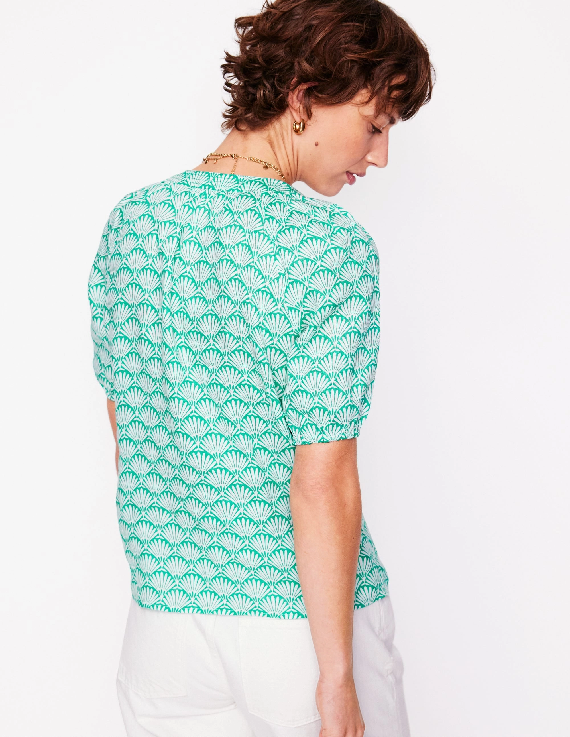 Raw Edge Finish FadeResistant Dye Brooke Linen Top-Aquamarine, Deco Palm