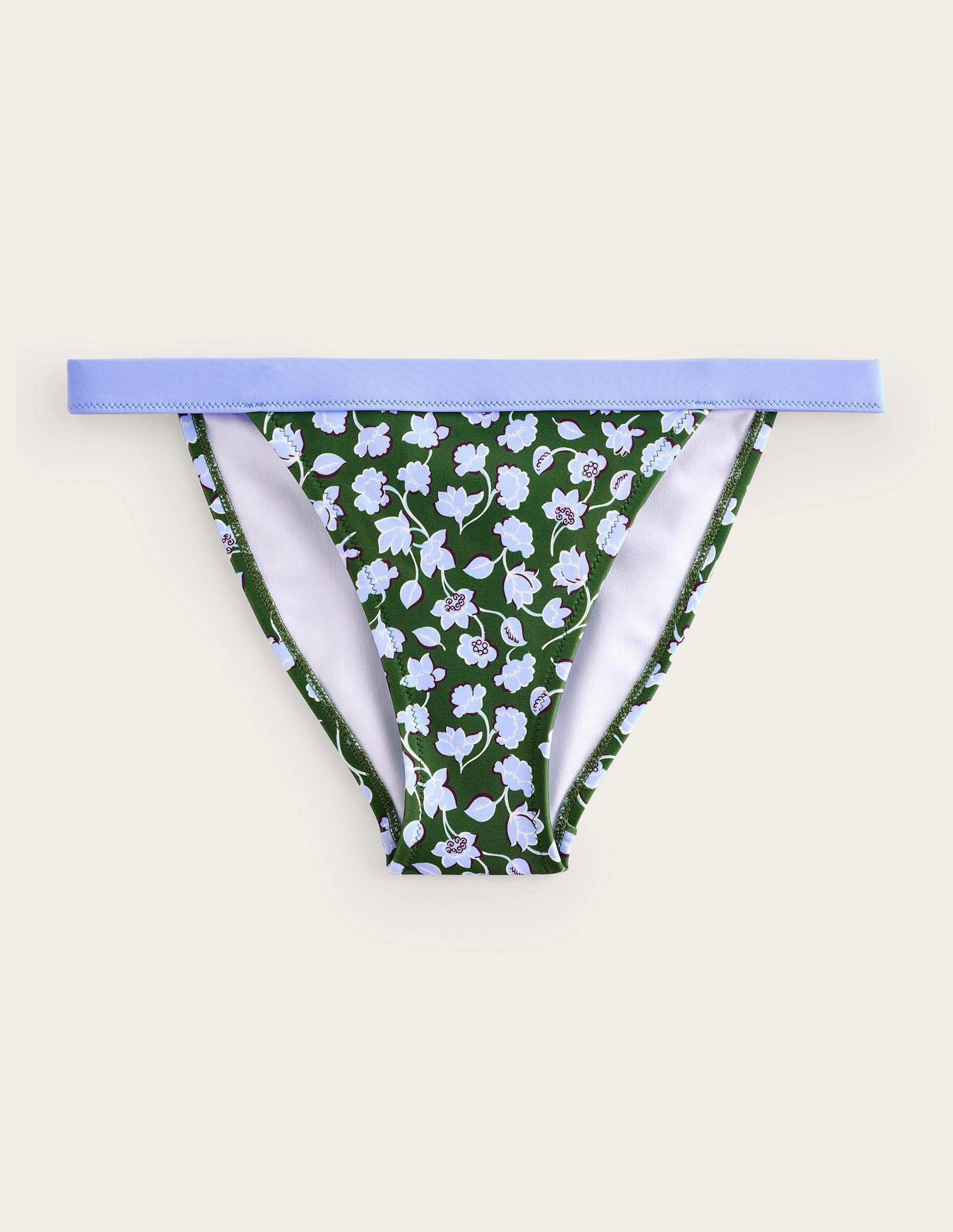 Ombre-Effect Tanga Bikini Bottoms-Winter Green, Blue Floral