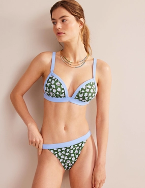 beach trip Tanga Bikini Bottoms-Winter Green, Blue Floral
