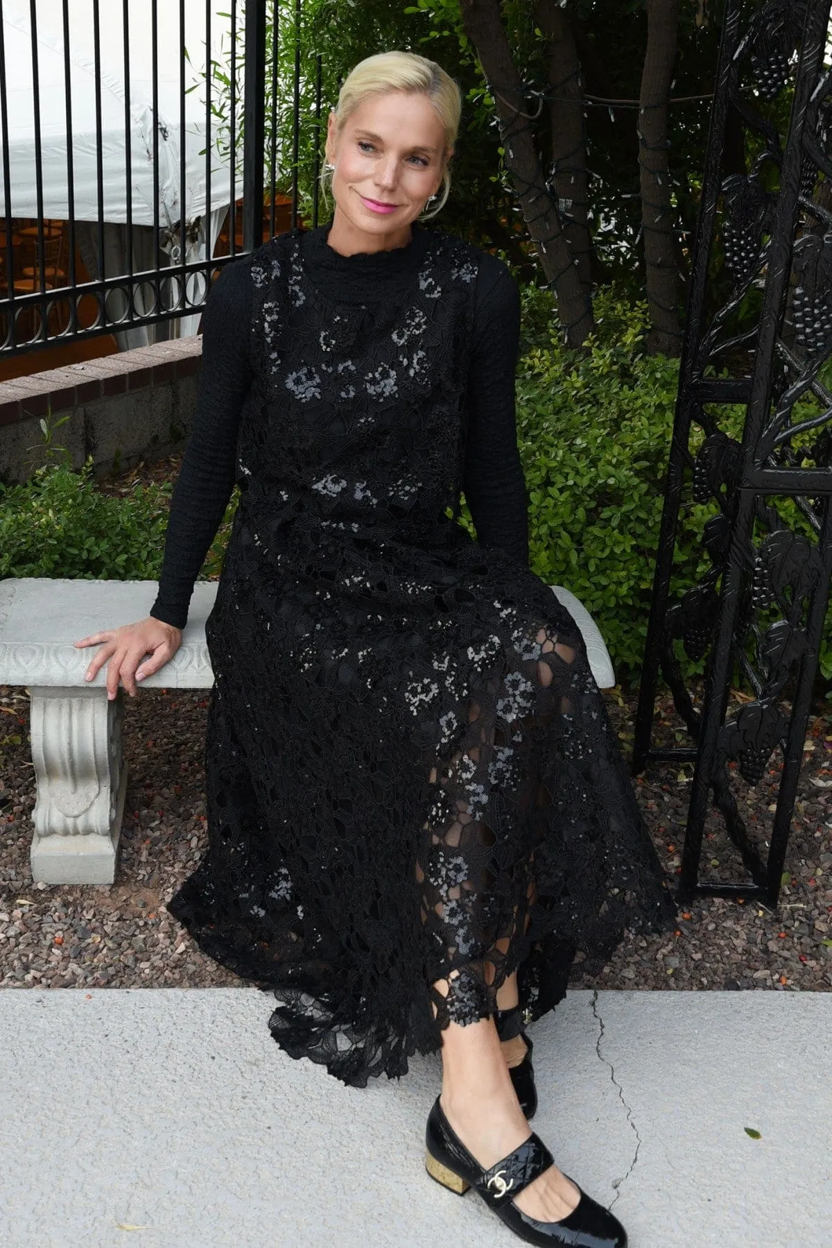 Embroidered Lace Shine Maxi Skirt Boutique Exclusive