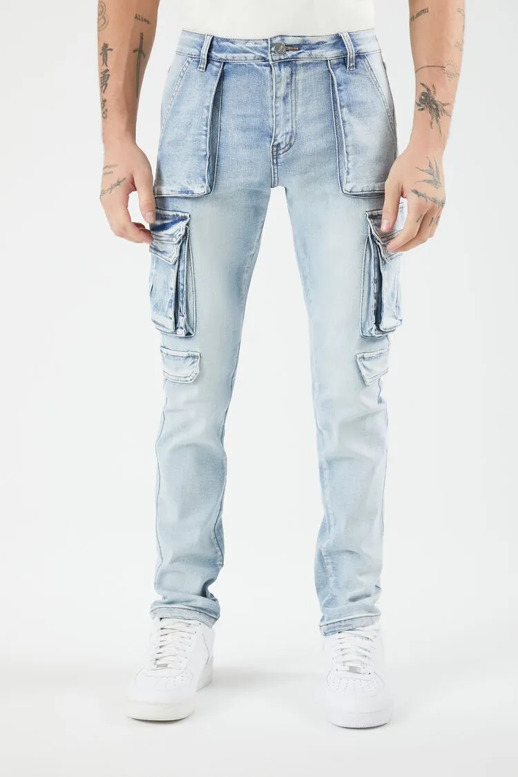 Mid-Rise Slim-Fit Cargo Jeans