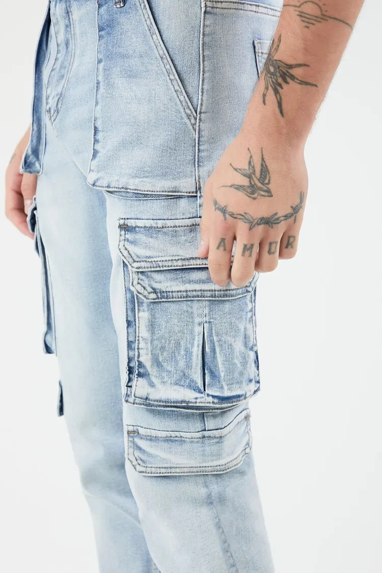 Mid-Rise Slim-Fit Cargo Jeans