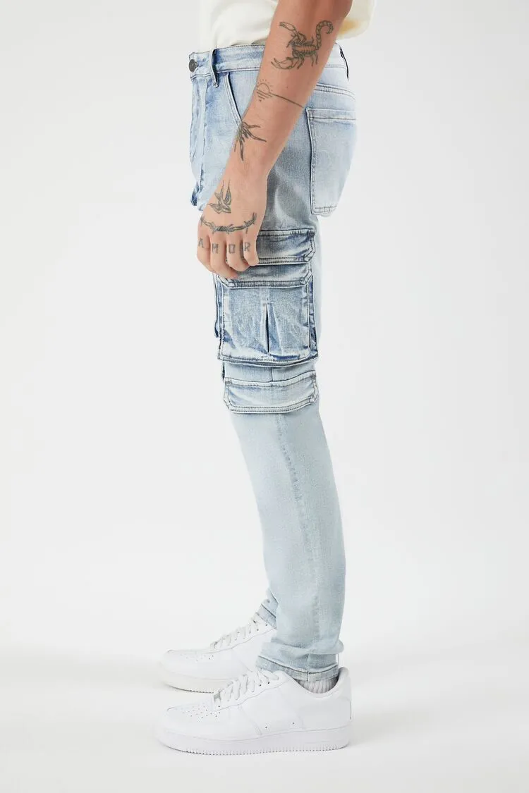 Mid-Rise Slim-Fit Cargo Jeans