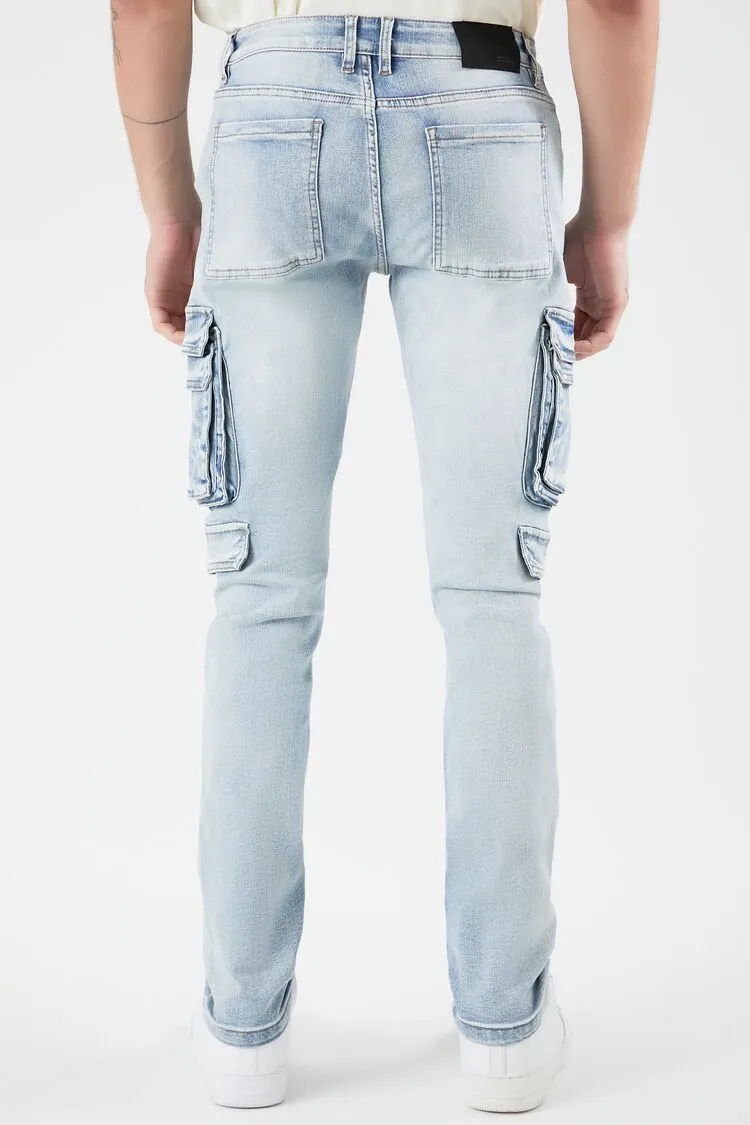 Mid-Rise Slim-Fit Cargo Jeans