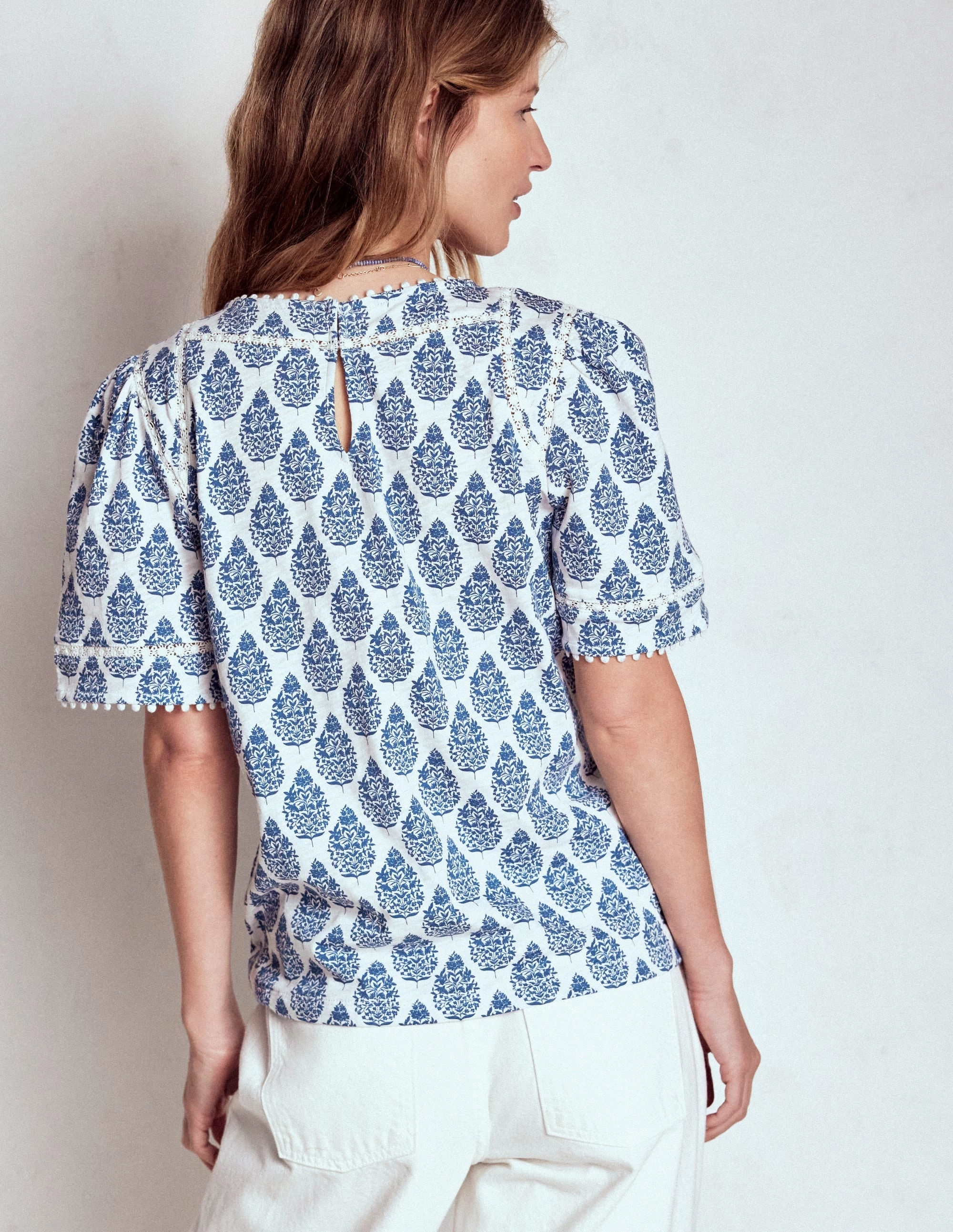Mila Lace Trim Top-Denim Blue, Wildflower Bouquet ThermalLining Reflective accents