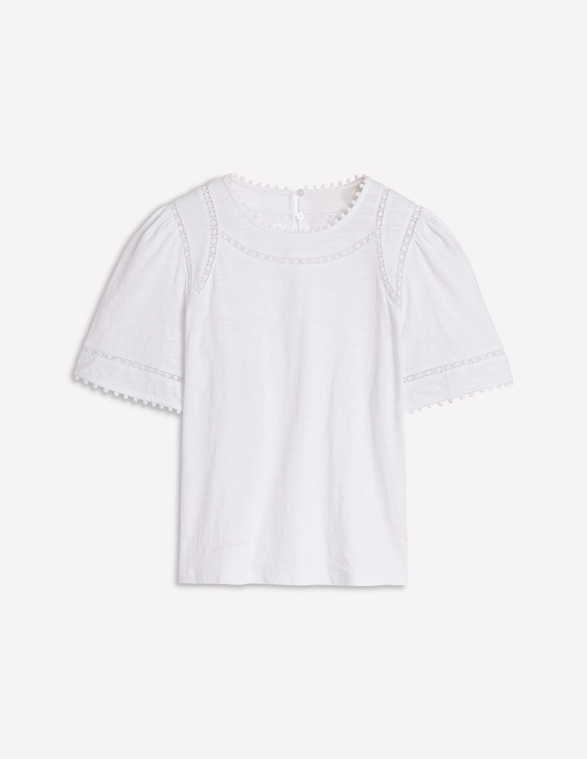 Mila Lace Trim Top-White Reflective Trim Details