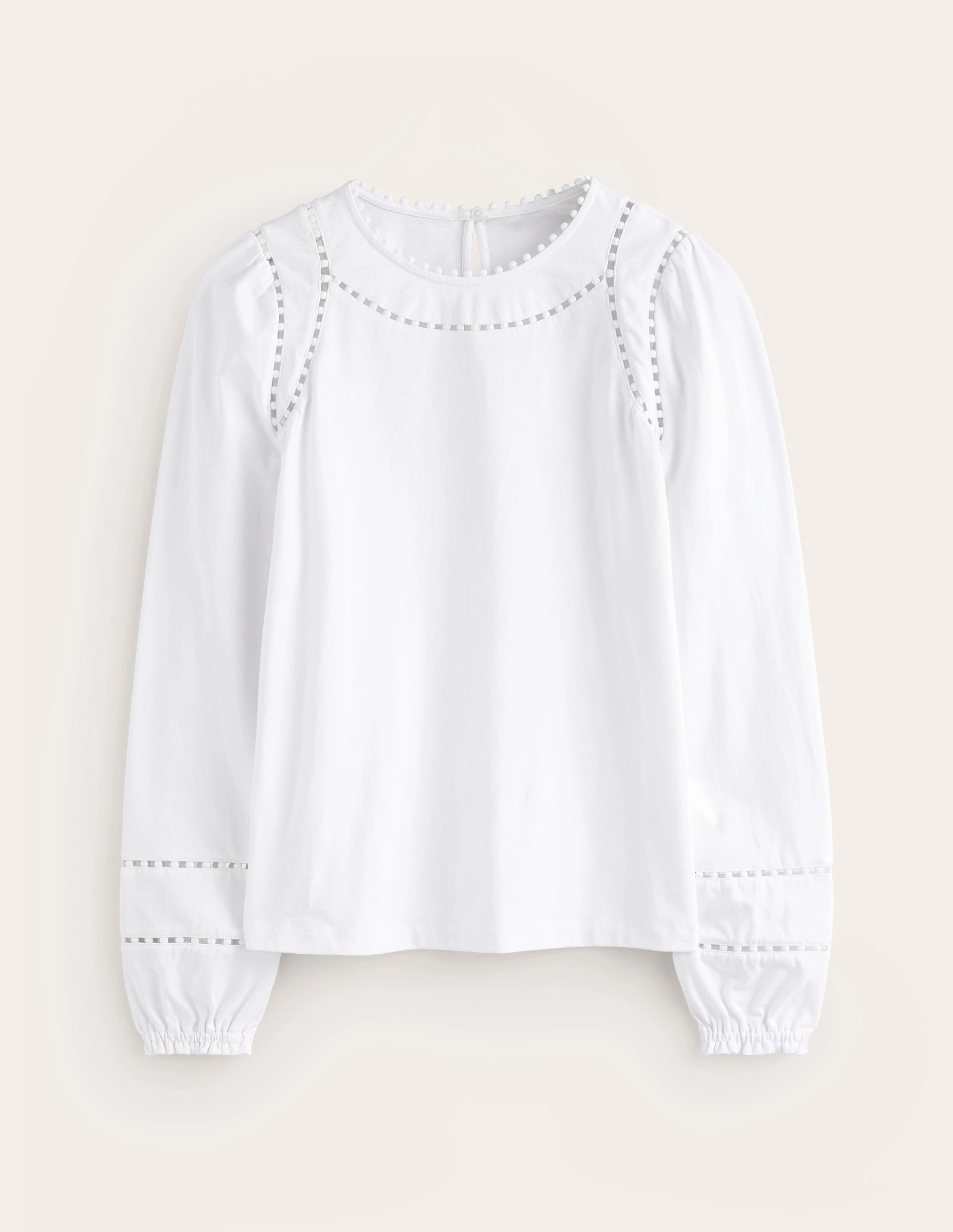 Fleece Pullover Recycled Polyester Fabric Mila Long Sleeve Top-White