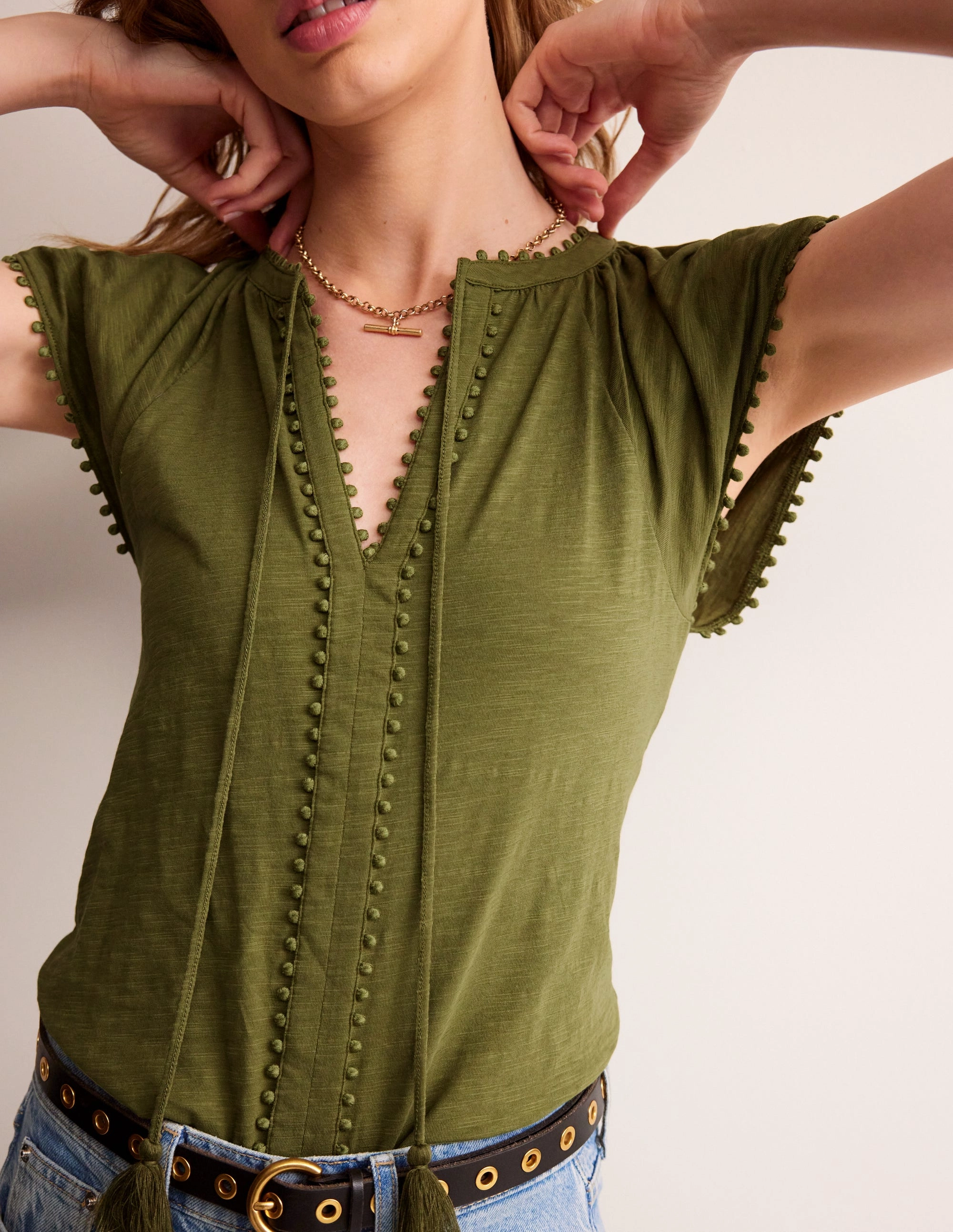 Millie Trim Detail Top-Mayfly DoubleStitchedHem LowProfile Zipper