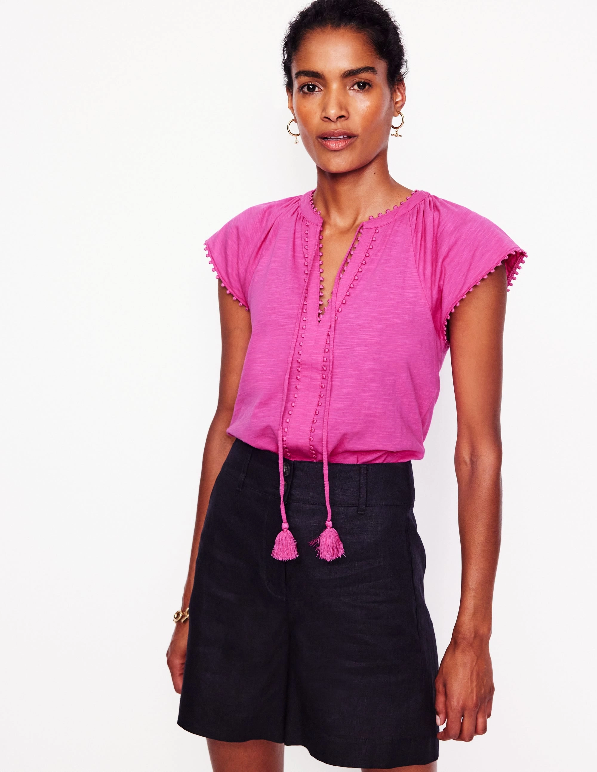 Millie Trim Detail Top-Rose Violet VentedBack