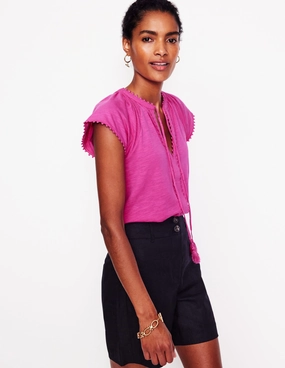 Millie Trim Detail Top-Rose Violet AdjustableCuffs OdorResistantTechnology
