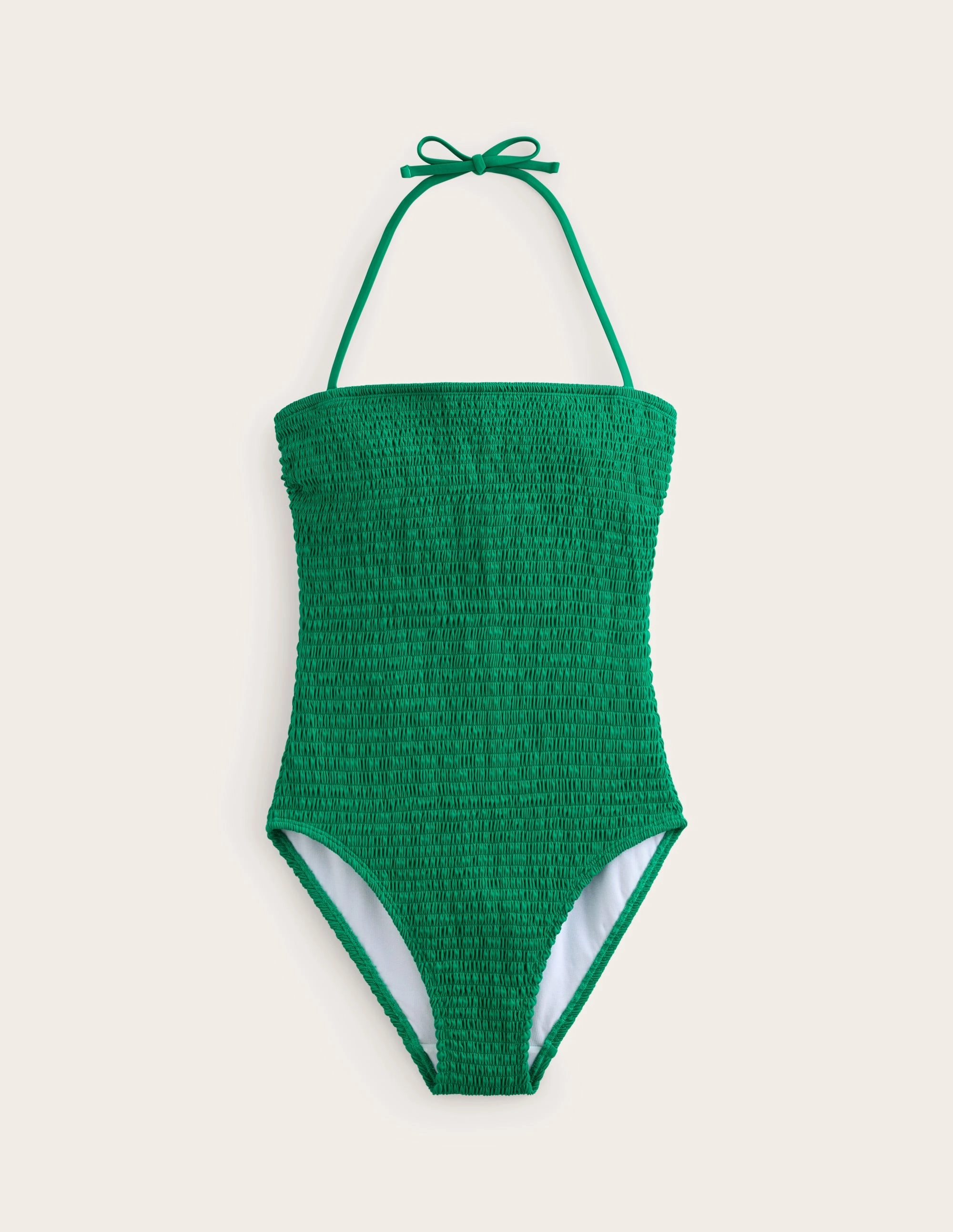Durable Reinforced Stitching Milos Smocked Bandeau Swimsuit-Green Pepper