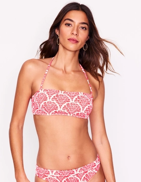 Milos Smocked Bikini Top-Jam Red, Blossomy Beach Holiday