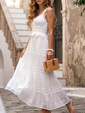 Soft Stretch Elegant Lace High-Waist Cami Dress ??Sophisticated Work & Commuting Dress
