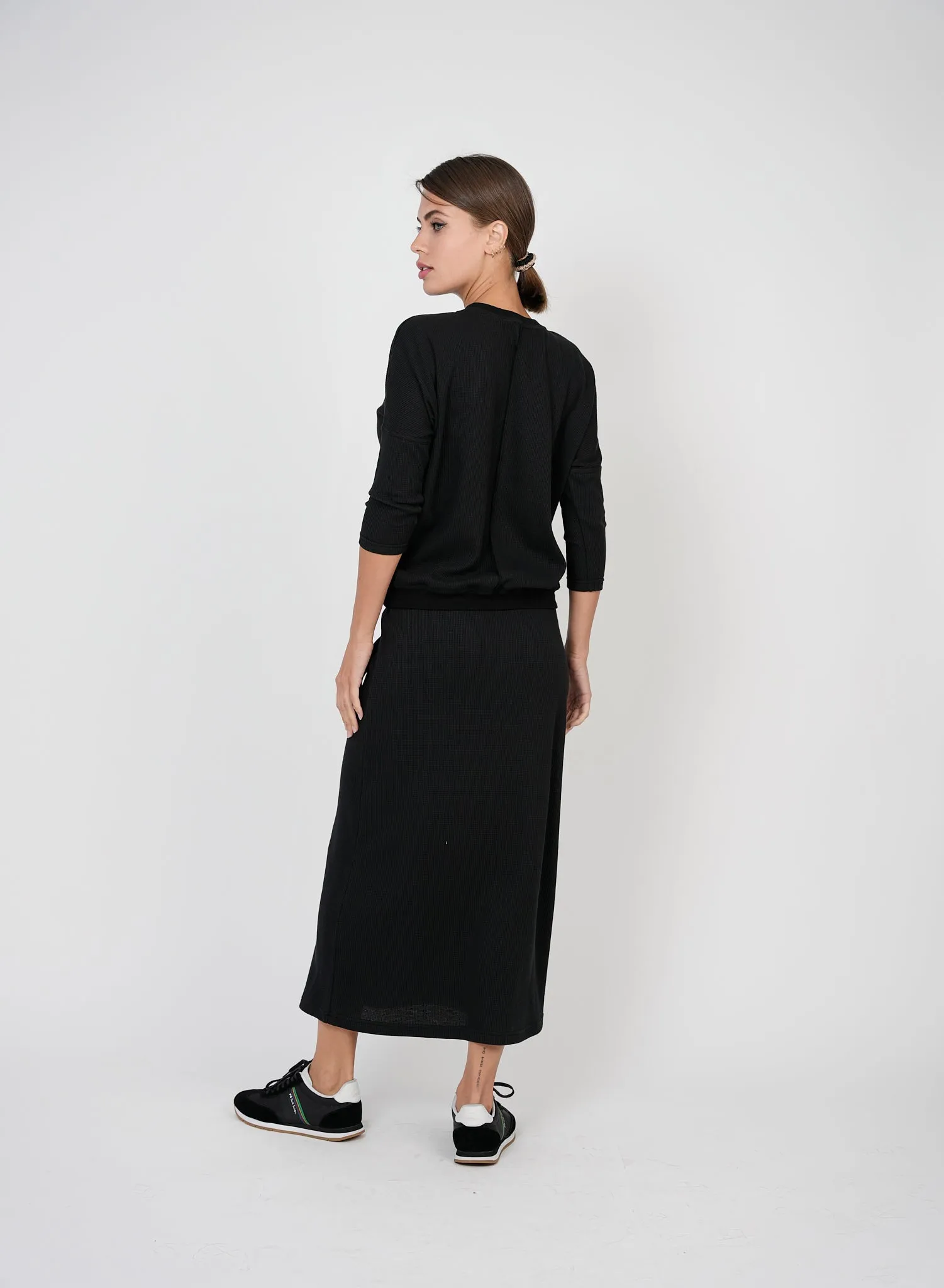 Hashtag Black Waffle Pull On Midi SB3CM8209SM color block