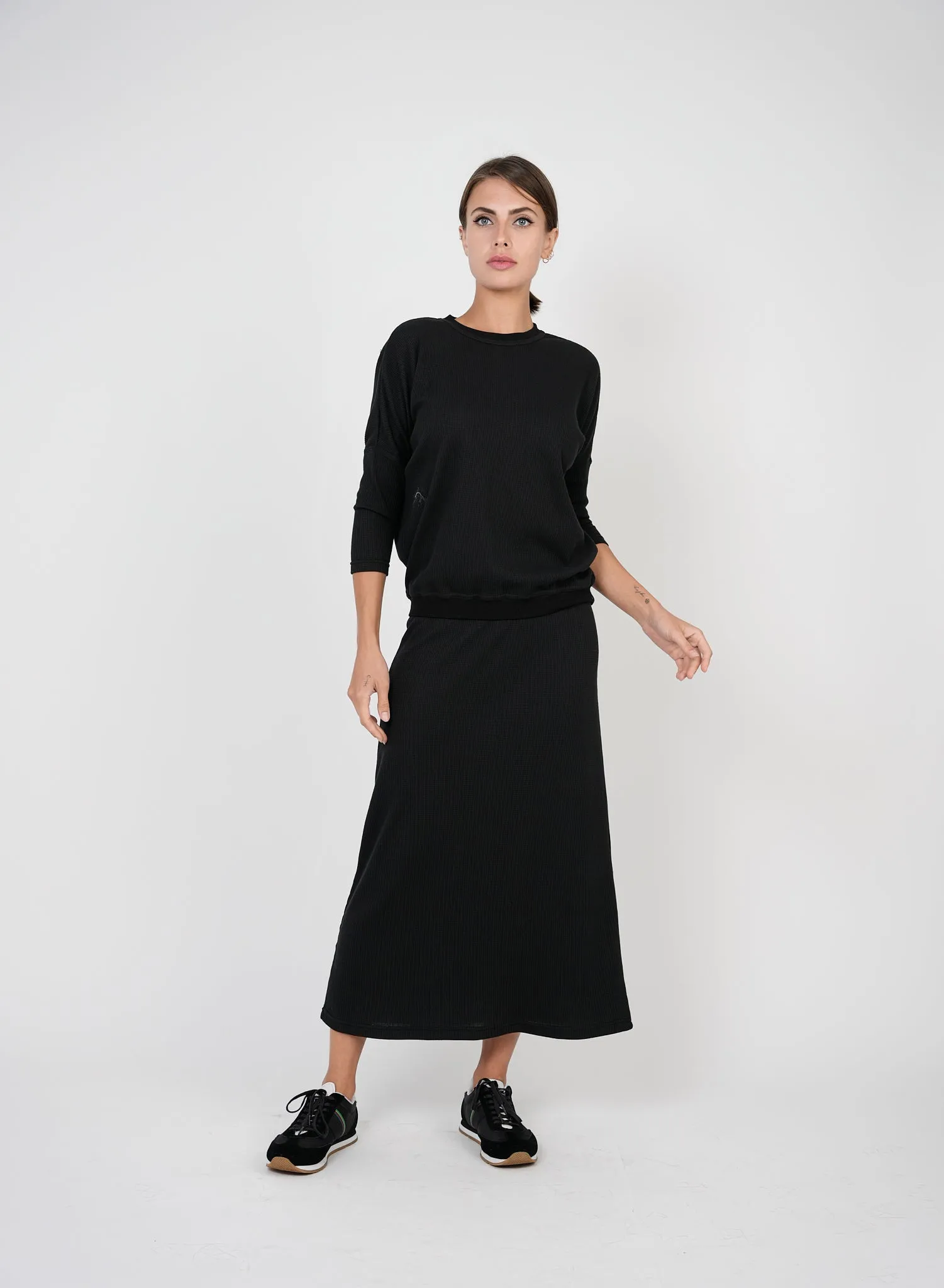 Hashtag Black Waffle Pull On Midi SB3CM8209SM Minimal Vibes