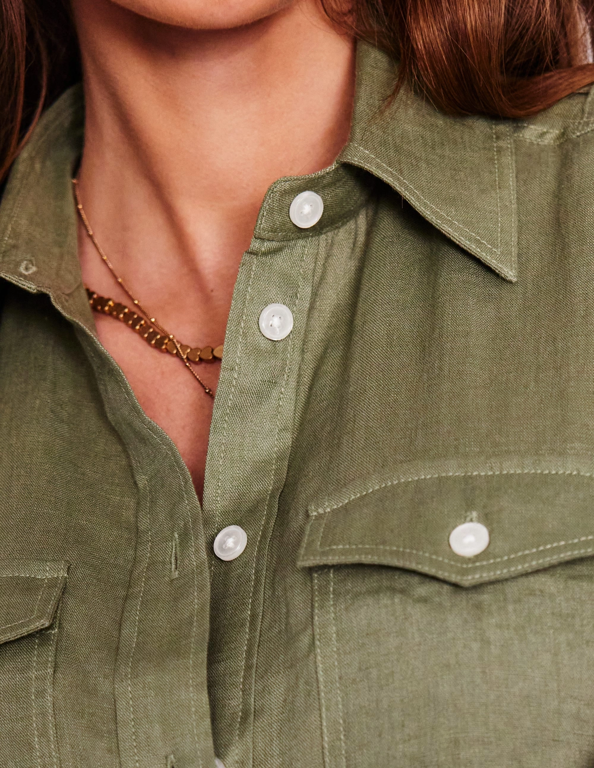 Longline Linen Safari Shirt-Larch Green Anti Odor Treatment AllPurposeWear