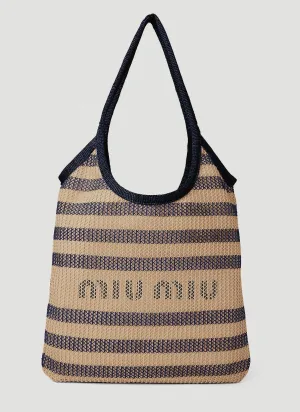 Miu Miu Striped Logo Tote Bag