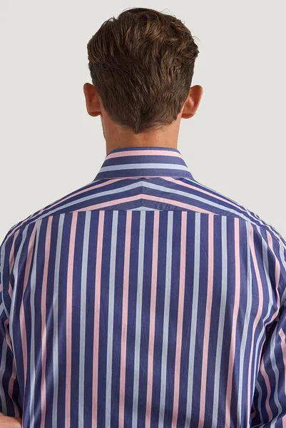 M.J. Bale - Benedict Business Shirt - Stripe - Pink/Navy/Sky