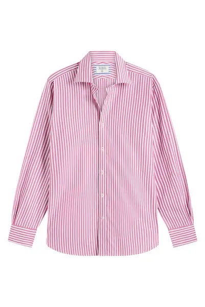 M.J. Bale - Symonds Shirt - Stripe - Raspberry/Blue/White