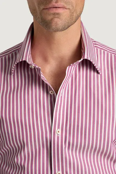 M.J. Bale - Symonds Shirt - Stripe - Raspberry/Blue/White