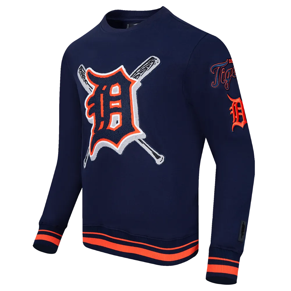 MLB DETROIT TIGERS MASHUP MEN'S RIB CREWNECK (MIDNIGHT NAVY/ORANGE/MIDNIGHT NAVY)