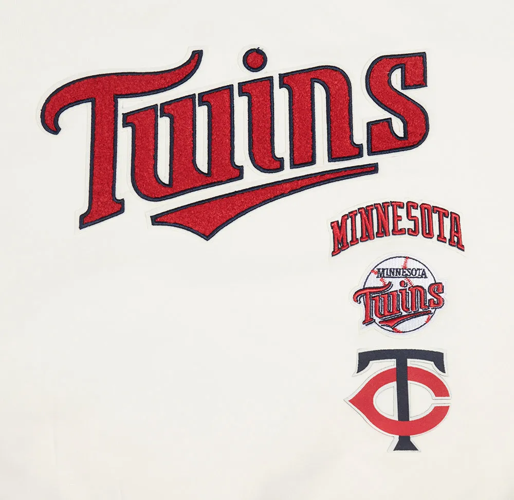 MLB MINNESOTA TWINS RETRO CLASSIC WOMEN'S RIB CREWNECK (EGGSHELL/ RED)