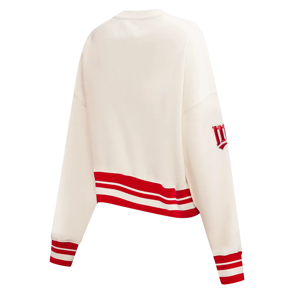 MLB MINNESOTA TWINS RETRO CLASSIC WOMEN'S RIB CREWNECK (EGGSHELL/ RED)