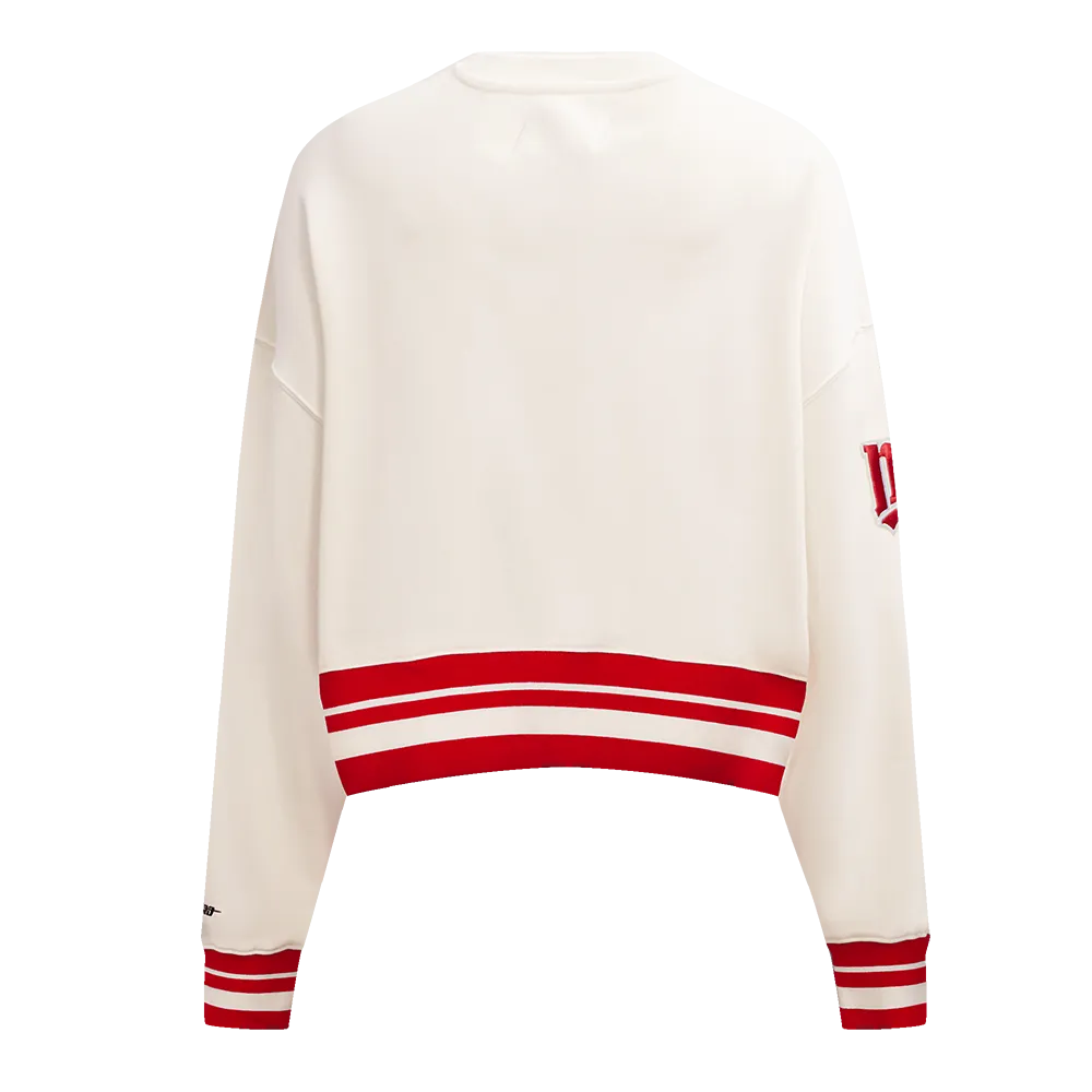 MLB MINNESOTA TWINS RETRO CLASSIC WOMEN'S RIB CREWNECK (EGGSHELL/ RED)